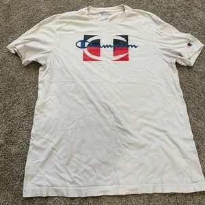 White t shirt with champion logo